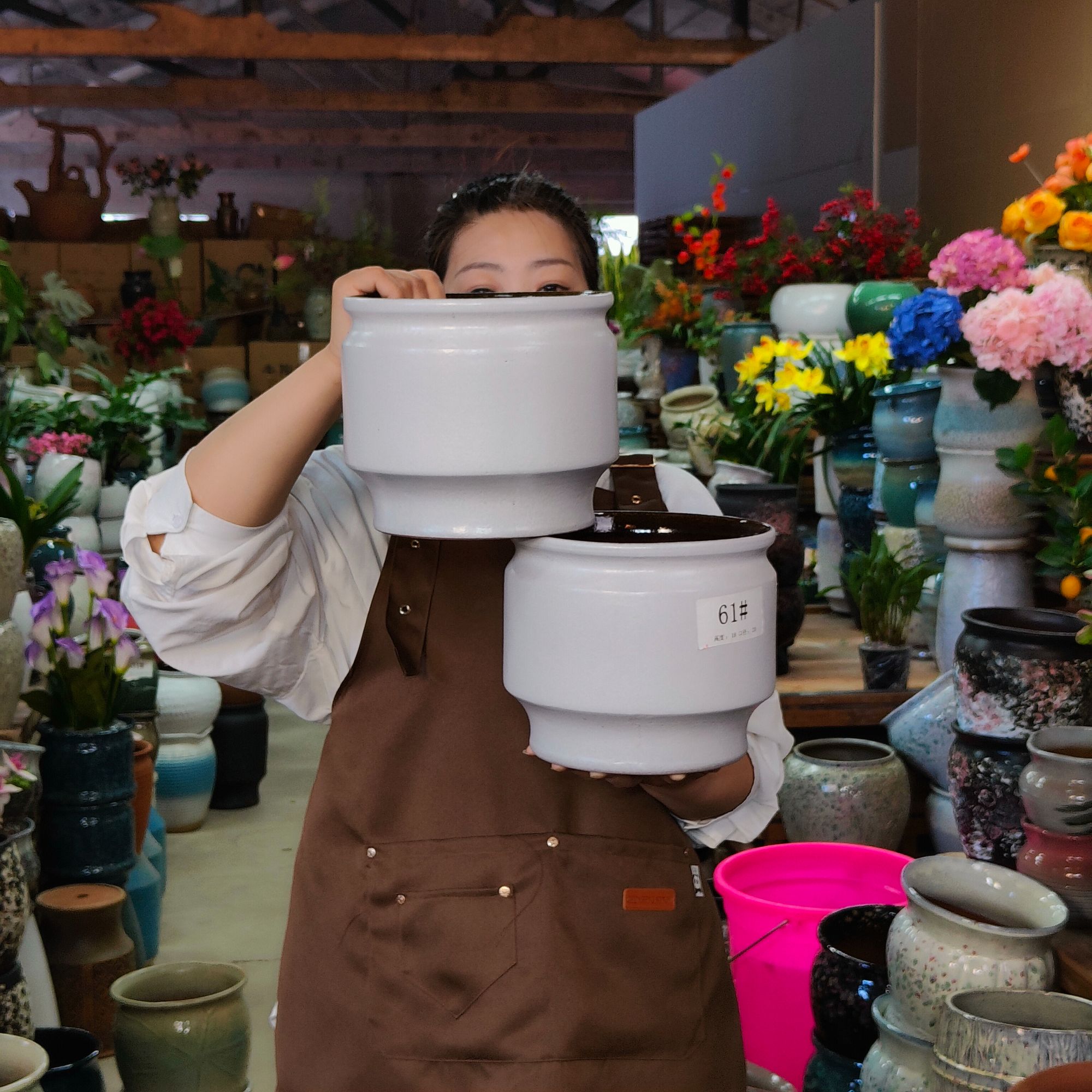 61#宜兴 大口径 陶瓷多肉紫砂花盆三角梅 老桩高度18cm 口径20cm