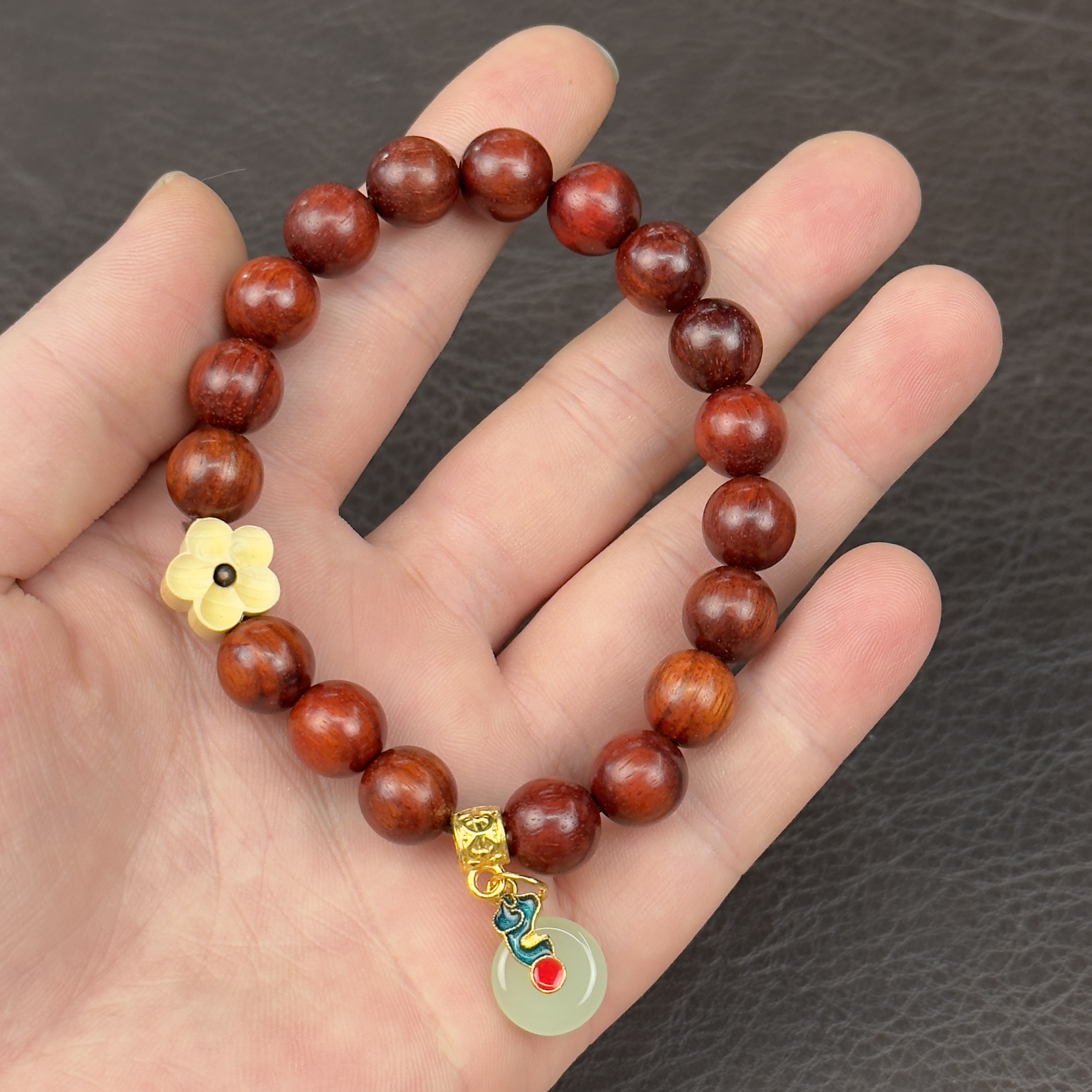 血檀单圈+梅花+玉环坠（无礼盒）K297