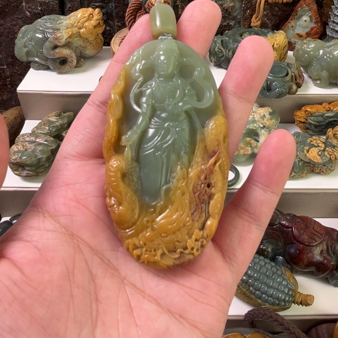 岫岩河磨玉（透闪石质玉）未镶嵌吊坠(不含链)