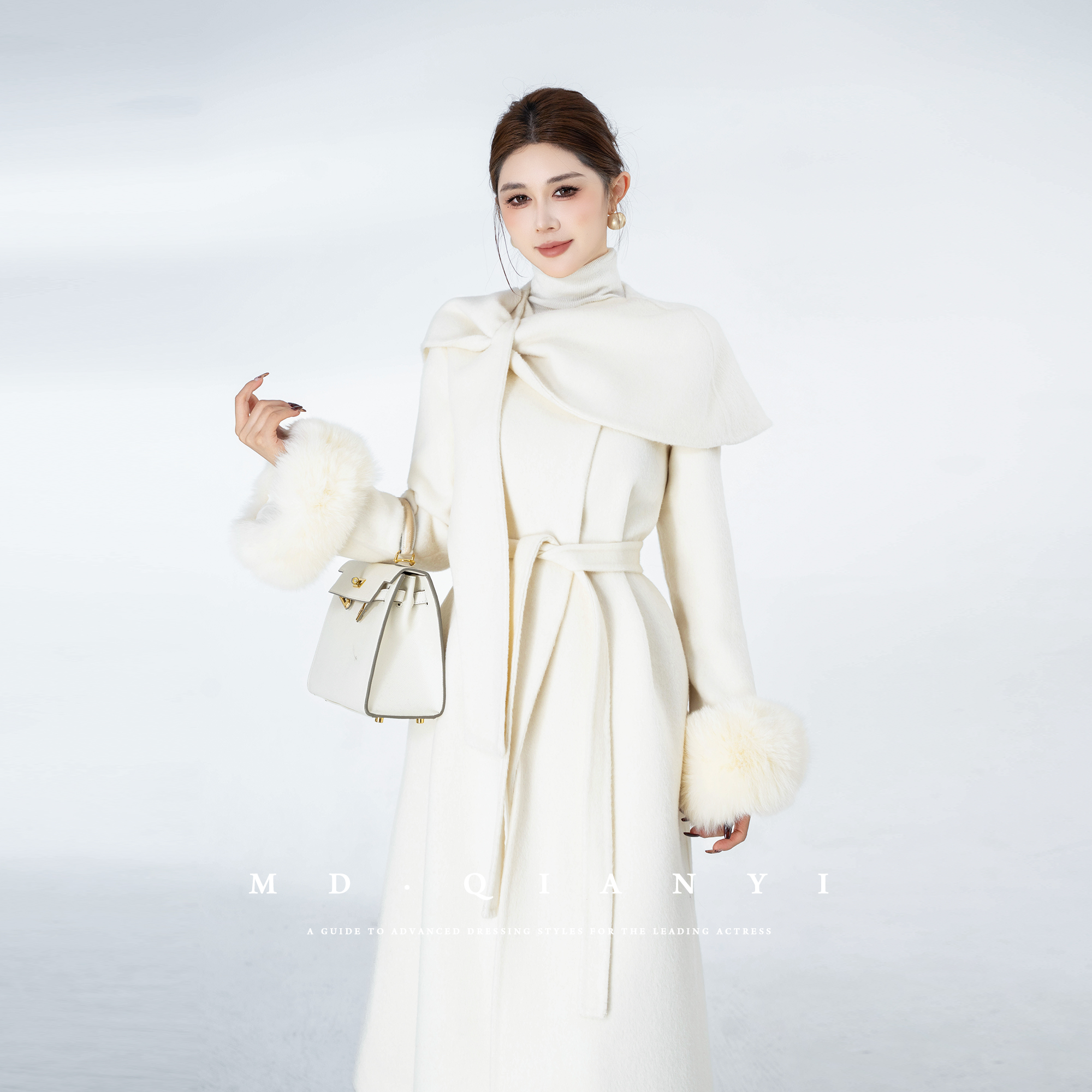 MD定制·杨千亿【素雪雅裳】冬季轻奢百搭慵懒风厚款羊毛毛呢外套