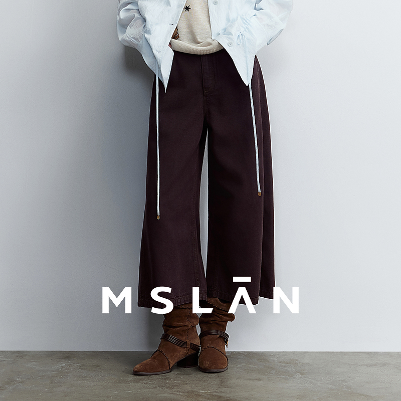 MSLAN2025年秋季新款复古做旧舒适显瘦重工水洗八分牛仔裤MHCK237