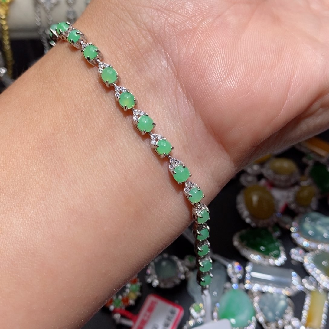 翡翠手链银S925镶嵌bj ko