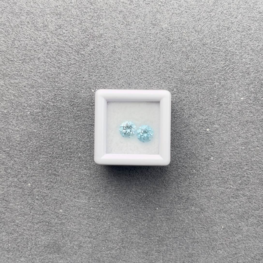 海蓝宝石裸石未镶嵌天然全净无瑕5mm一对耳钉料