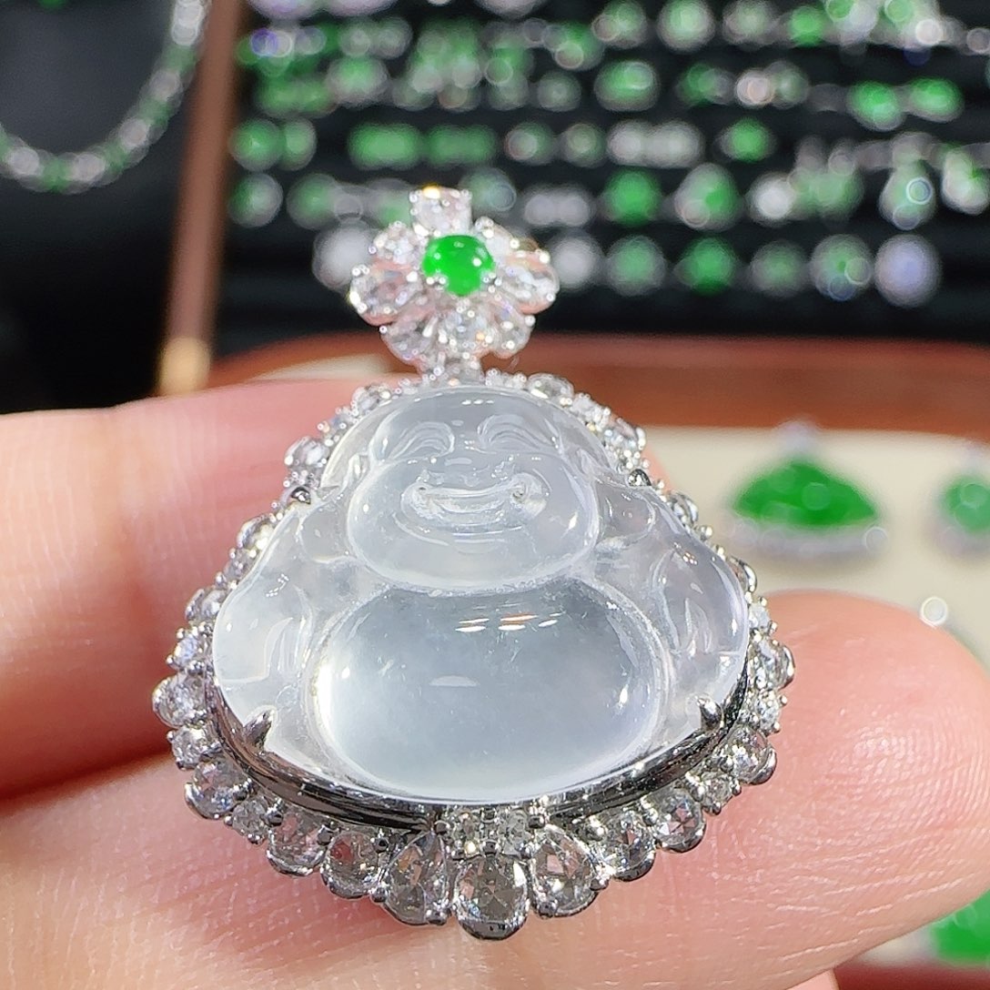 翡翠18K金镶嵌吊坠(不含链)