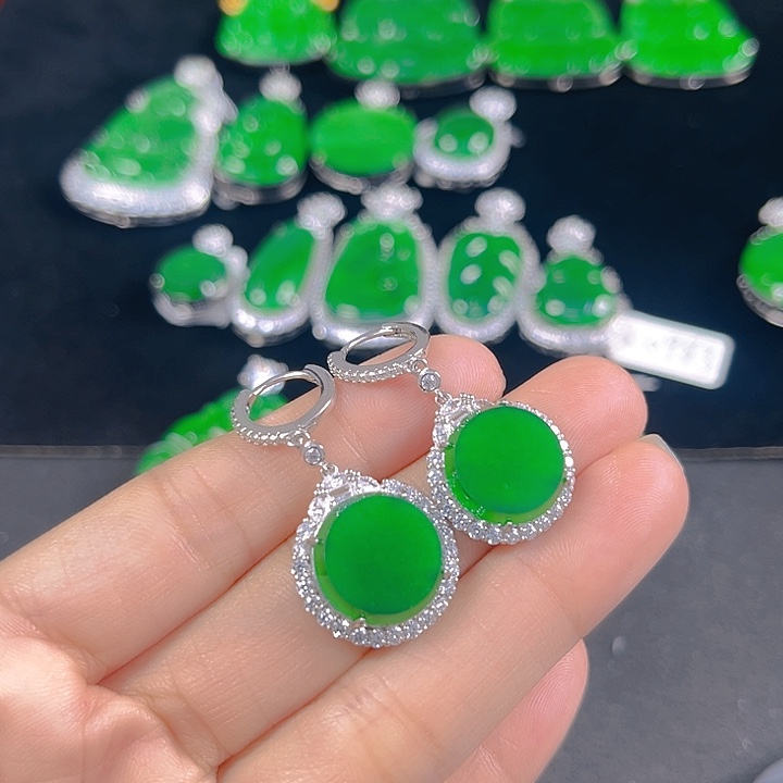 翡翠银S925镶嵌吊坠(不含链)