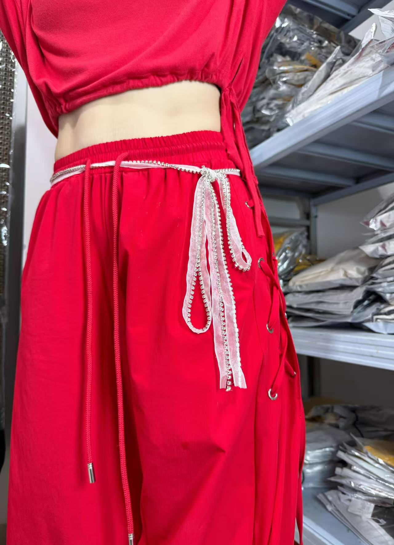 舞蹈亮眼哥特蕾丝花边腰搭kpop跳舞爵士舞自色裤子搭配品时尚