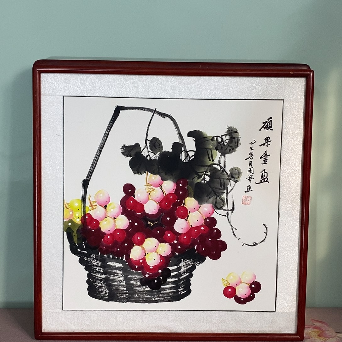 国画带框尺寸62✖️62厘米手绘