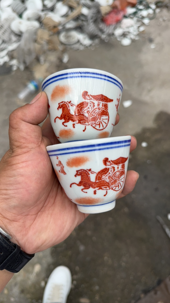 景德镇高温陶瓷泛红踏片主人杯2只