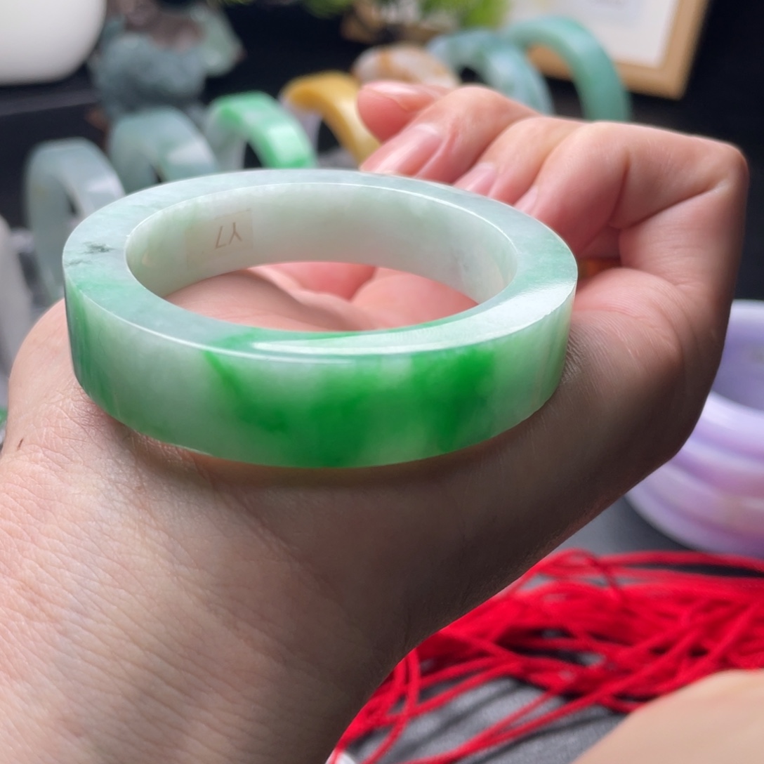 定制翡翠未镶嵌正圈阳绿贵妃53-54