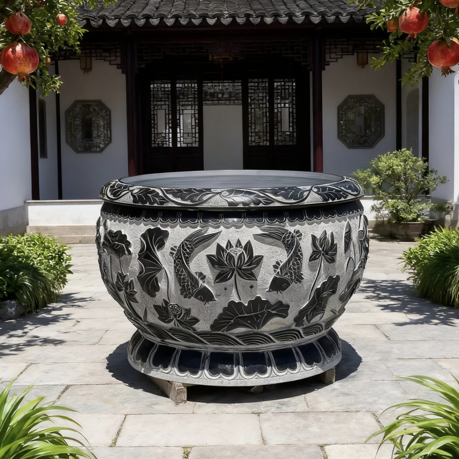 石雕门海石缸定金