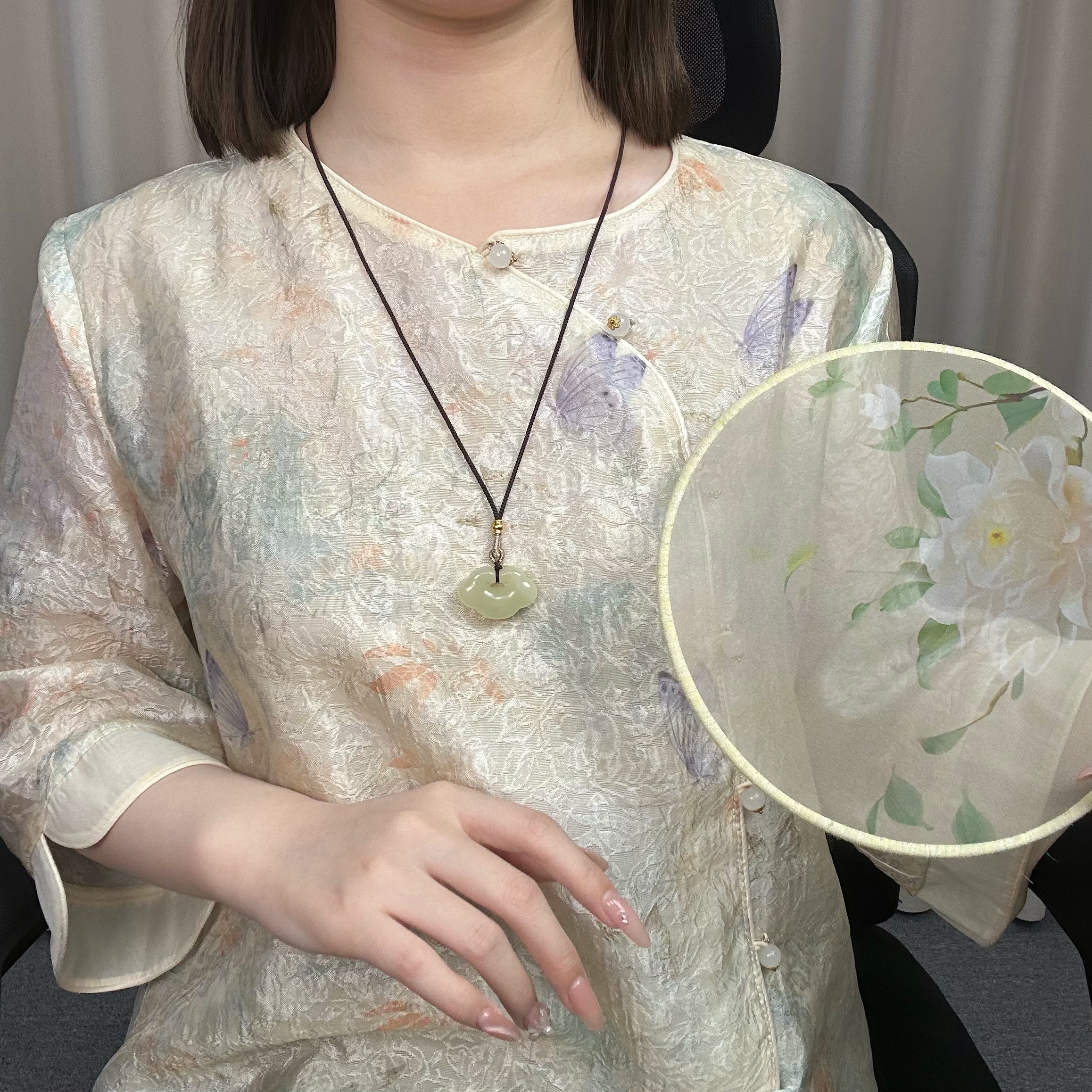 青海山料高冰清色平安锁时尚经典气质 DZ 0181