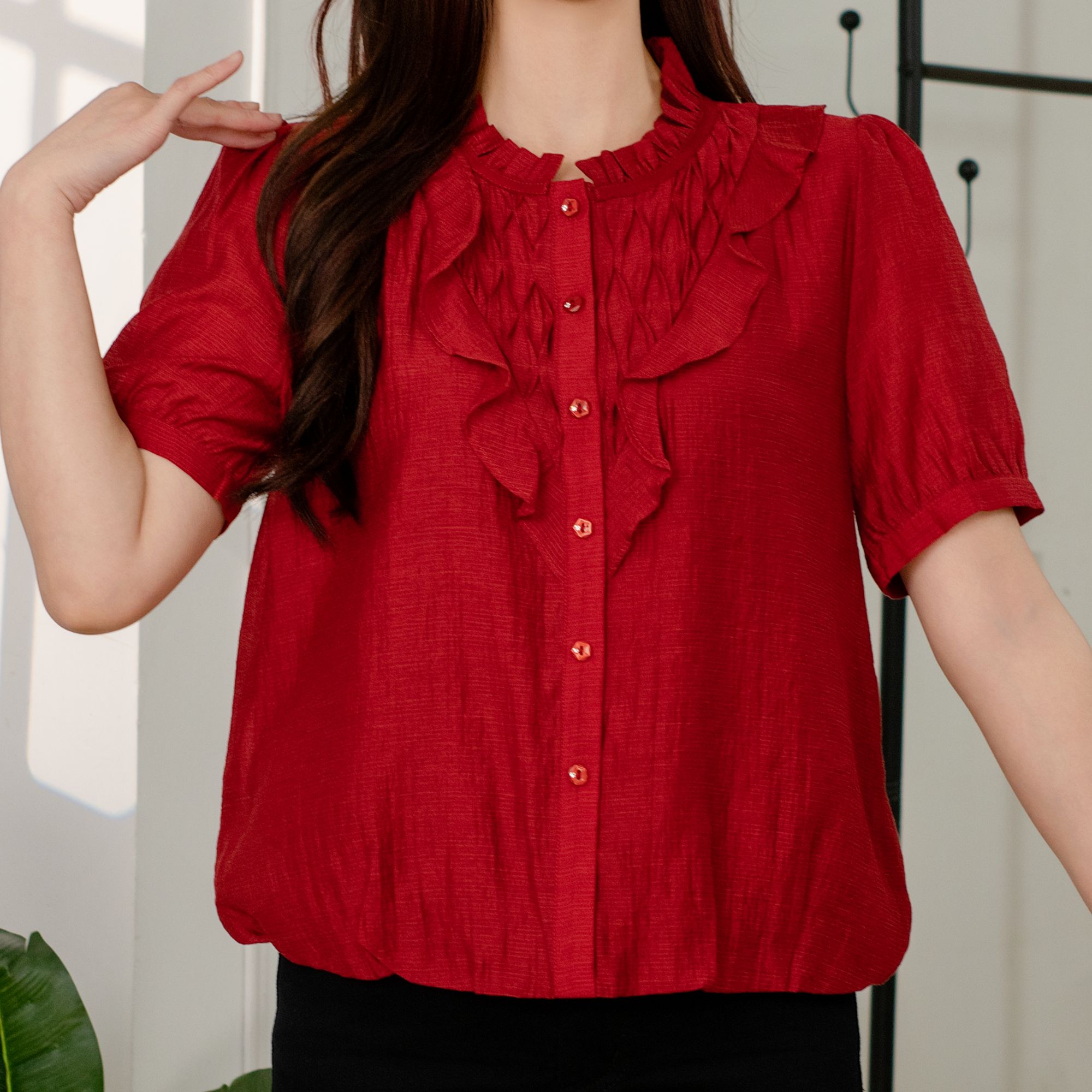 2025夏季新款时尚百搭短袖气质衬衫小衫女显瘦设计感复古