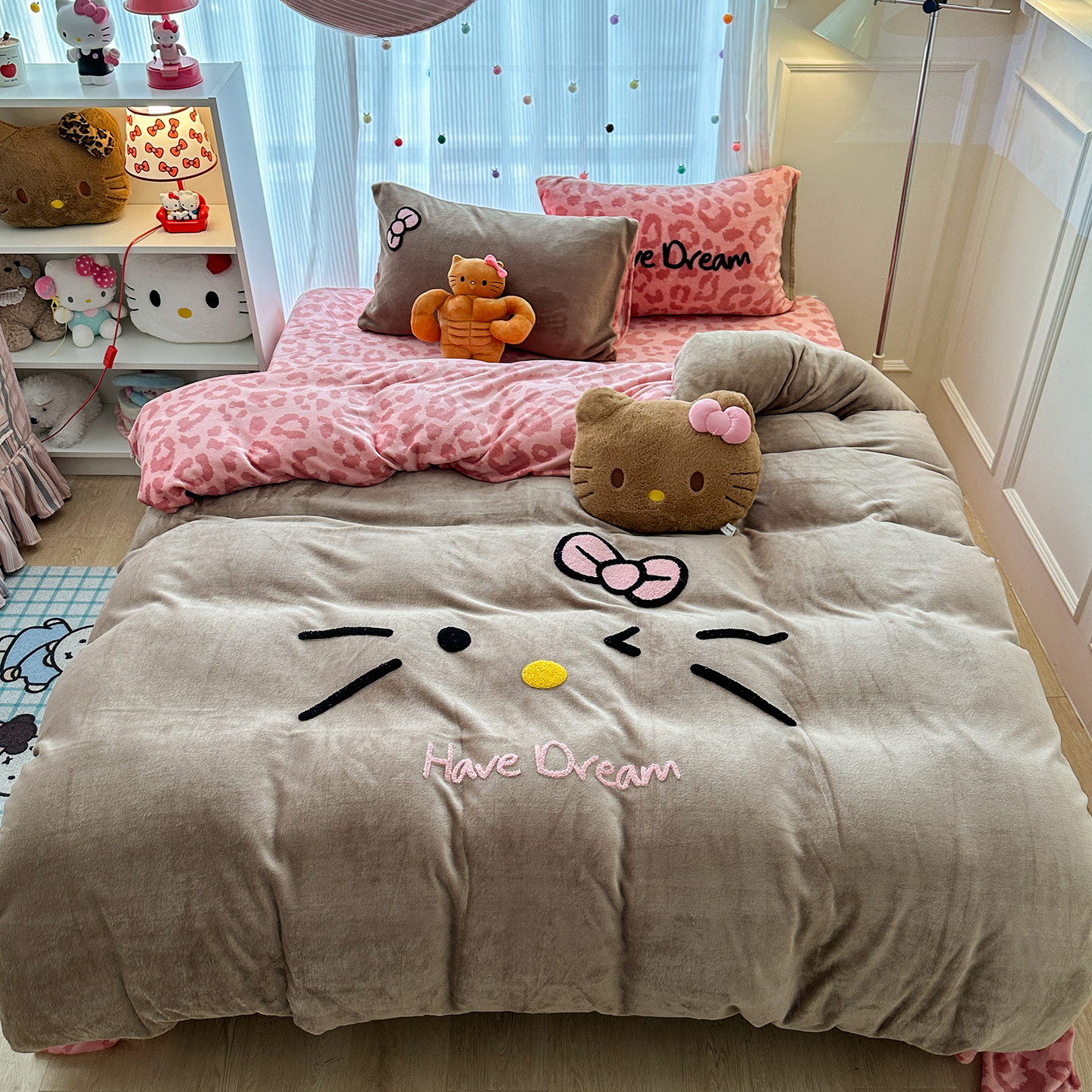 冬季加厚保暖新款印花牛奶绒毛巾绣四件套