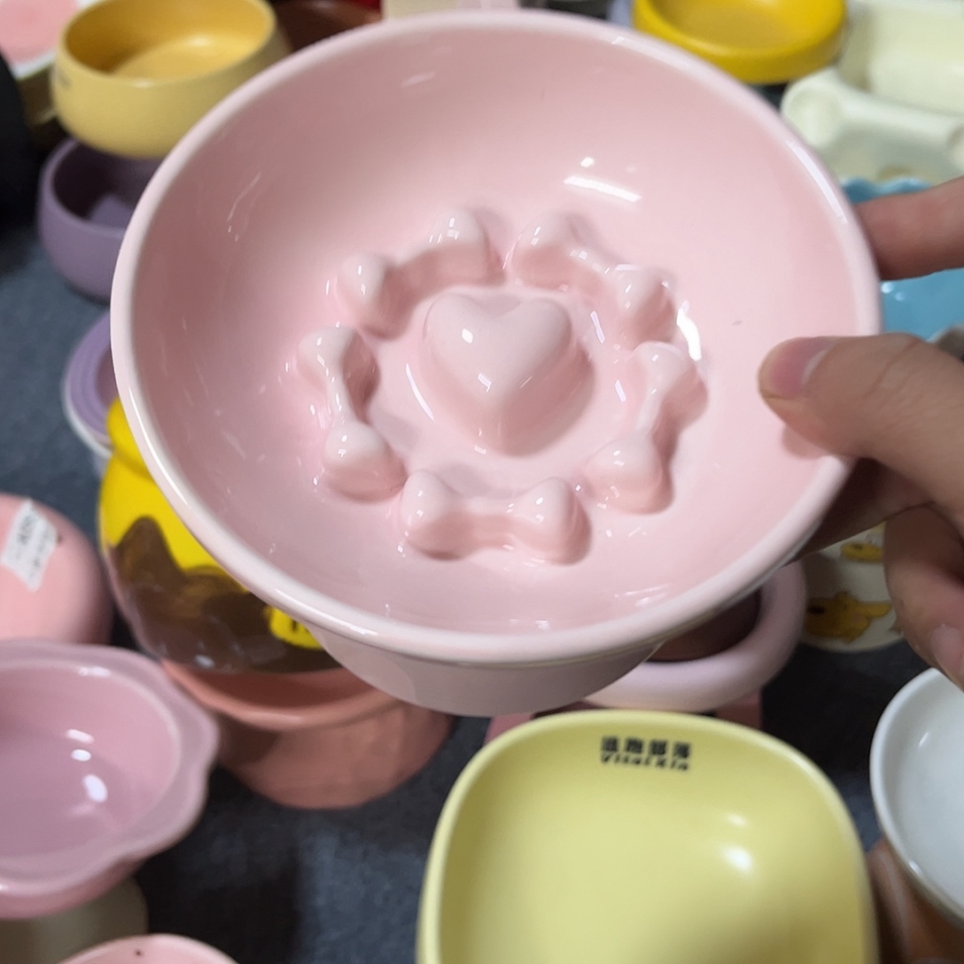 陶瓷慢食碗粉色微瑕