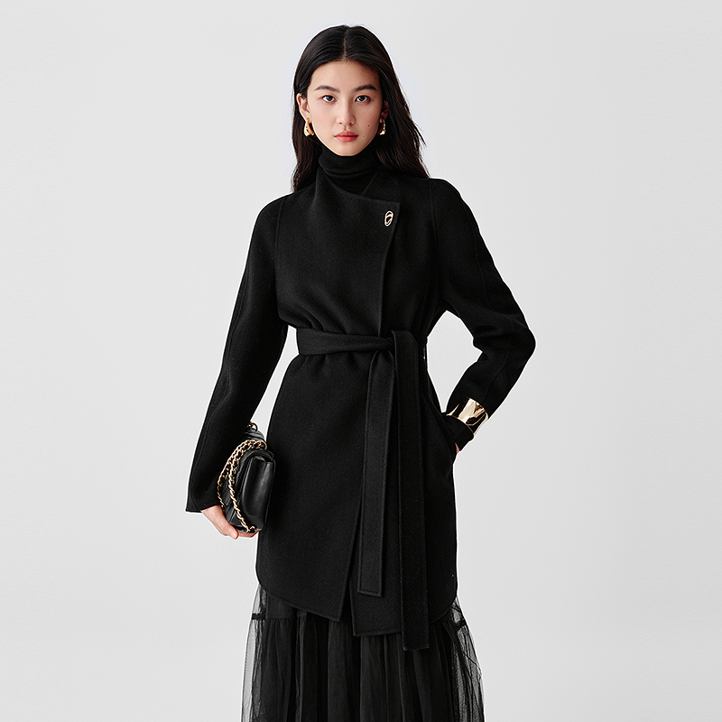 100绵羊毛珂莱蒂尔25冬新款【瑰丽大衣】双面呢大衣女中长款外套
