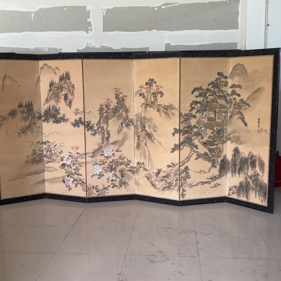 绘画屏风框画茶空间设计