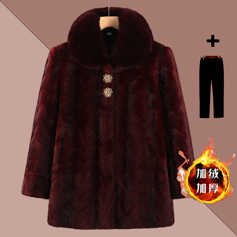 中老年妈妈冬装高贵老太太加绒保暖大衣70岁80岁那年秋冬洋气外套