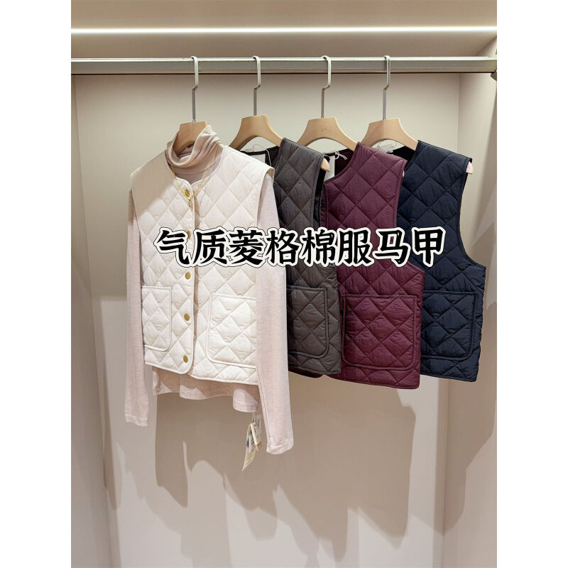 瑞典单 菱格轻薄款内搭绗缝棉服马甲背心女