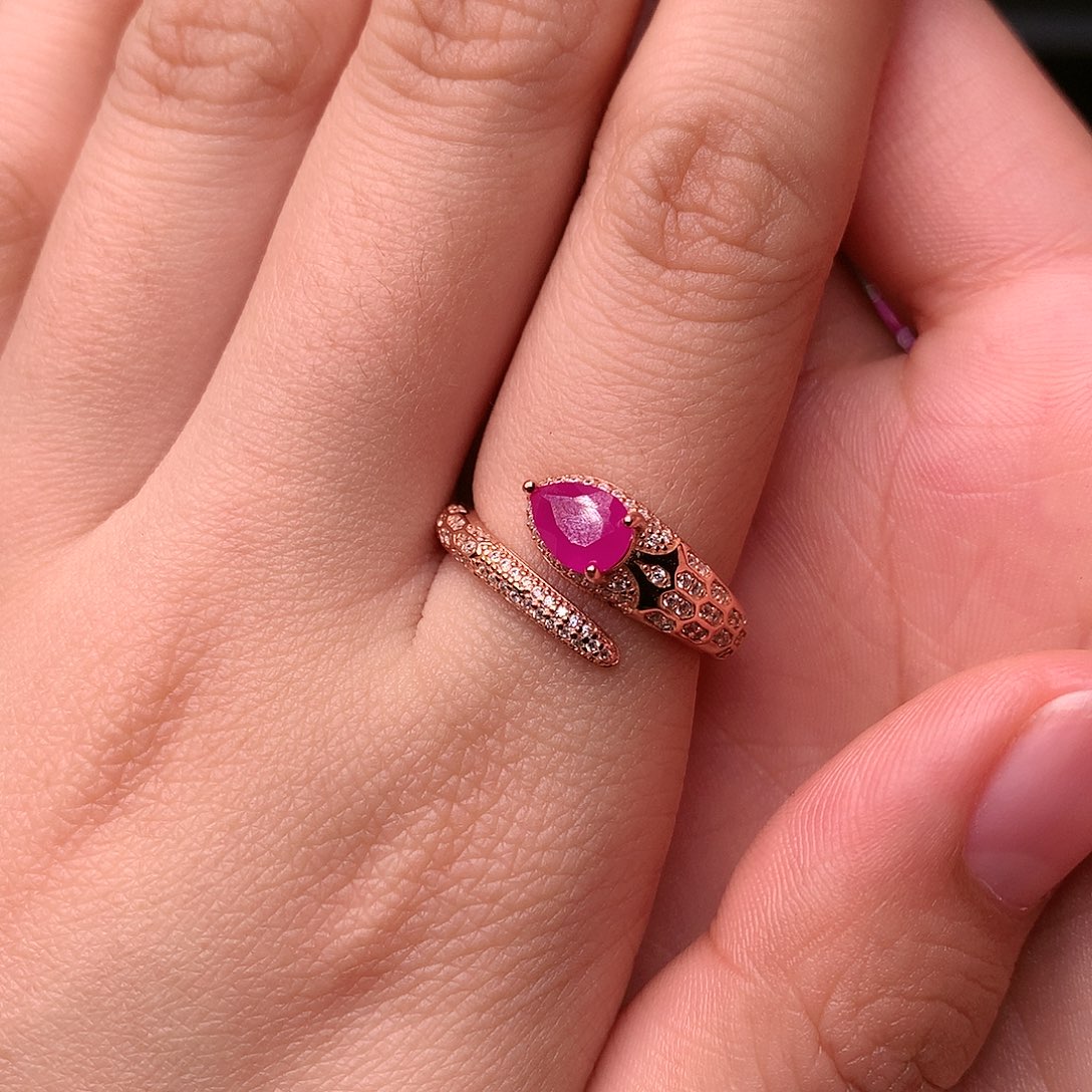 红宝石戒指银S925镶嵌