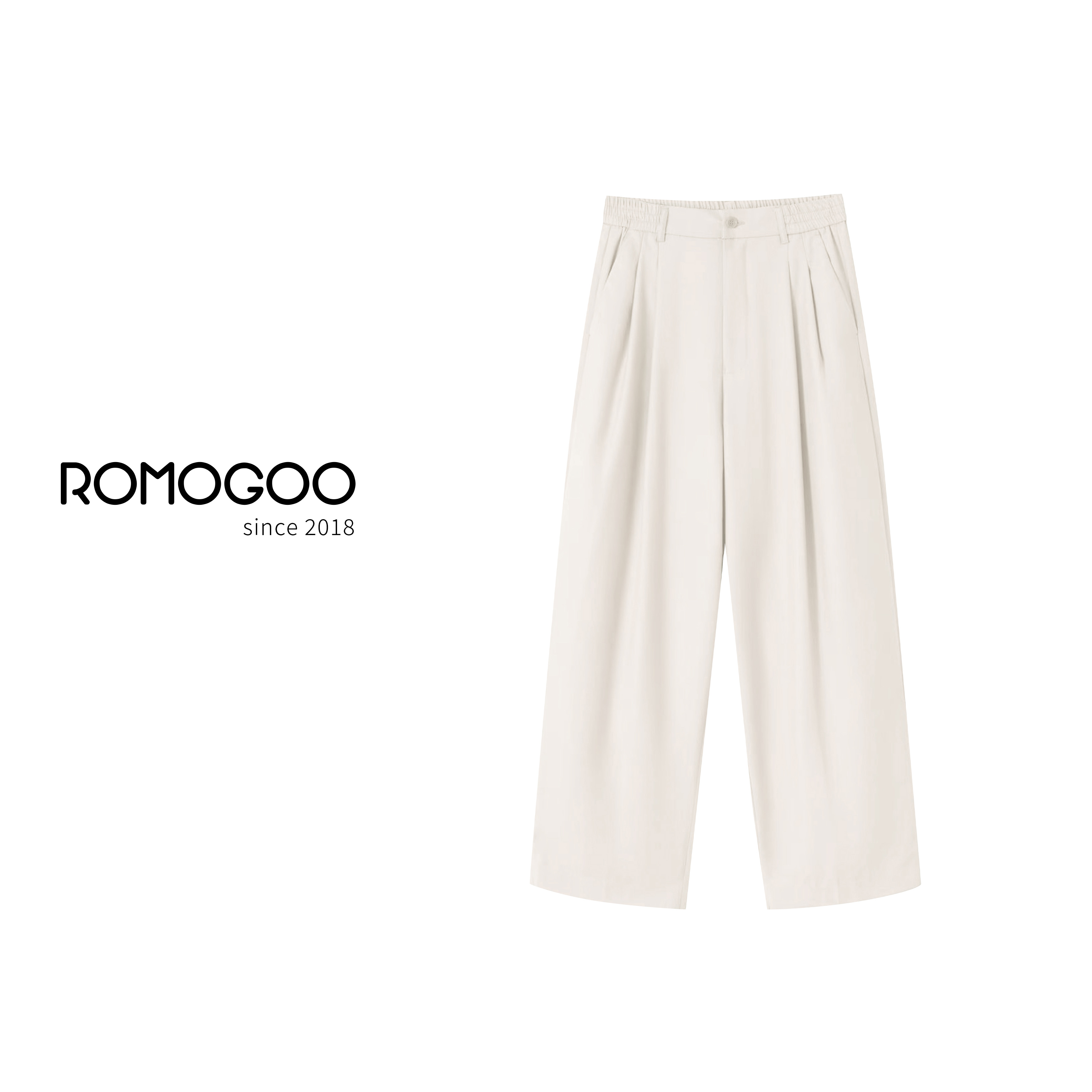 ROMOGOO汝菓商务休闲打褶九分气质通勤哈伦裤RG701110