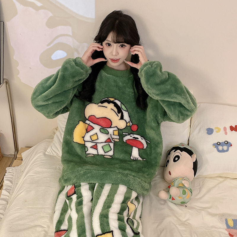 【钰汐专属】冬季新款珊瑚绒睡衣女加绒加厚高级舒适家居服可外穿
