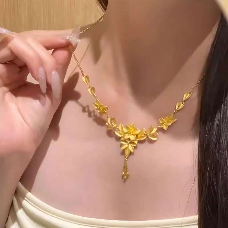 铜合金项链 项链金色复古金色不掉色素款轻奢气质黄色时尚百搭