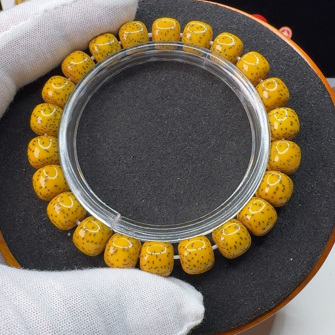 星月菩提手串卡10正月原白星点鸡油黄