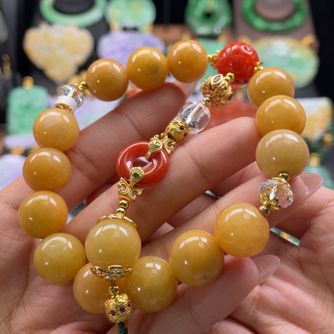 翡翠未镶嵌手串代编织