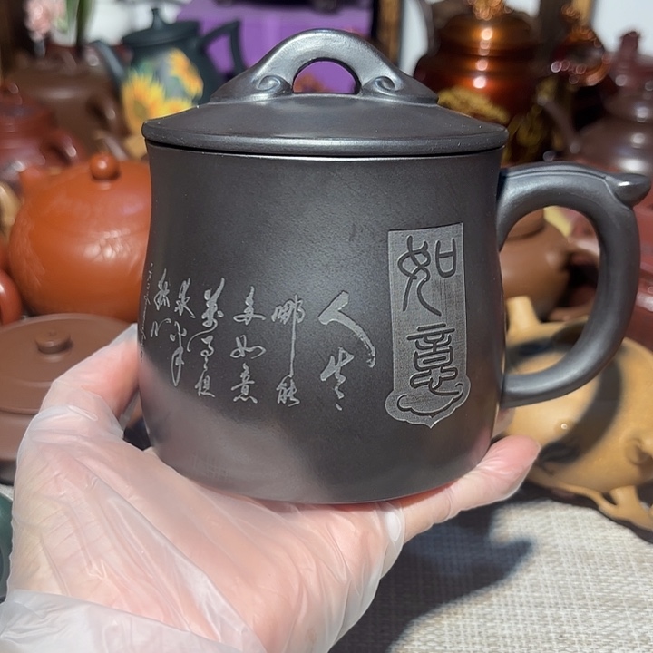 不***字茶壶紫砂原矿宜兴紫砂宽盖