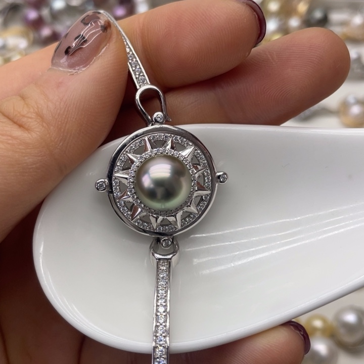 海水珍珠手镯银S925镶嵌