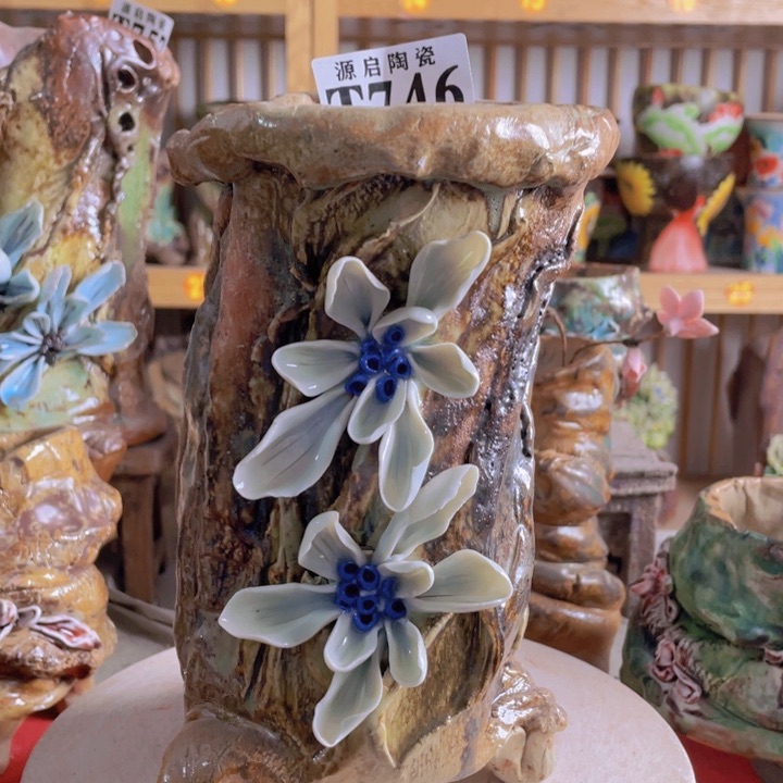 紫砂花盆景德镇陶瓷746