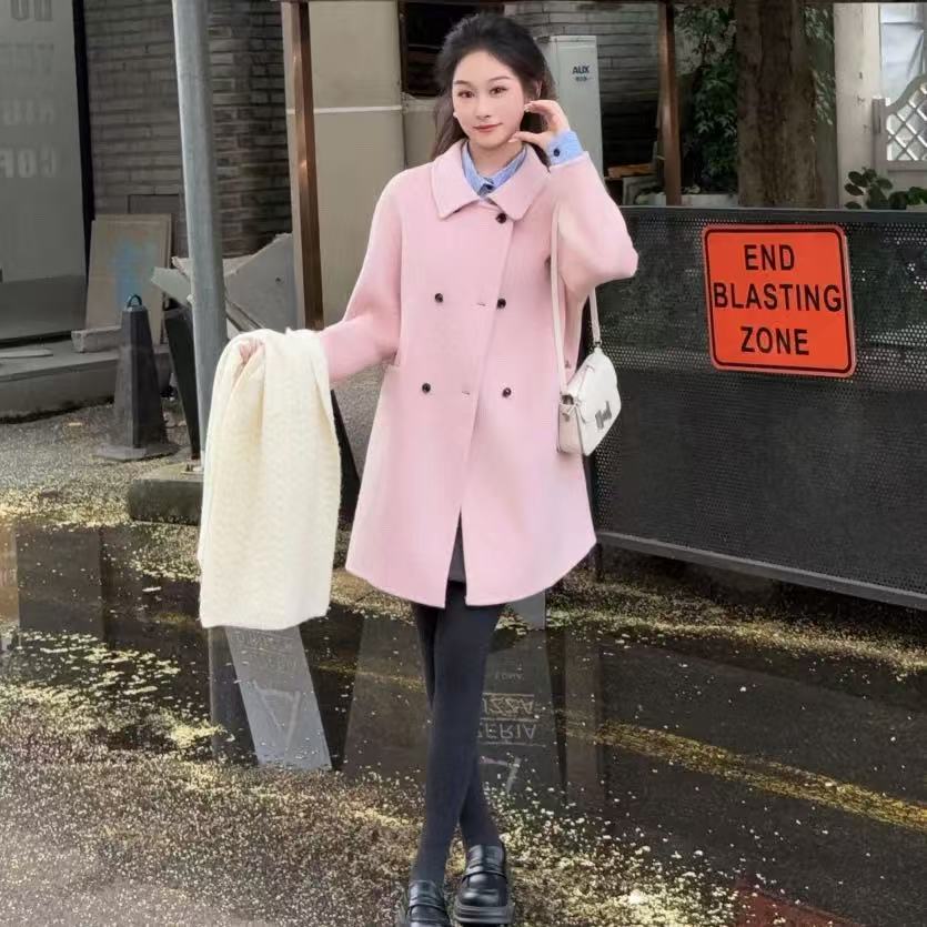 秋冬常规款女保暖娃娃领毛呢外套韩版气质呢大衣28077