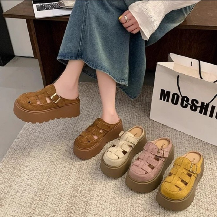 厚底增高勃肯包头半拖鞋女外穿2025夏季新款懒人一脚蹬网红凉拖鞋