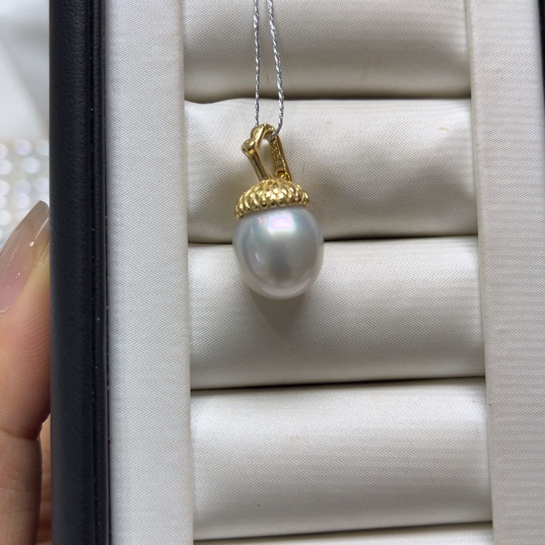 海水珍珠银S925镶嵌吊坠(不含链)12mm