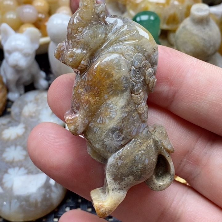 硅化珊瑚（珊瑚玉）颈饰未镶嵌