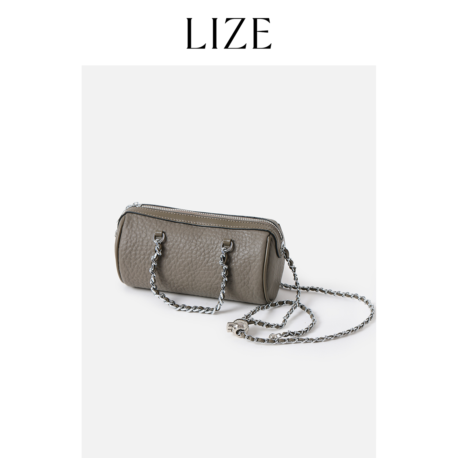 LIZE「香风圆筒包」高定油蜡纹进口头层牛皮.斜挎手提包ZED0041