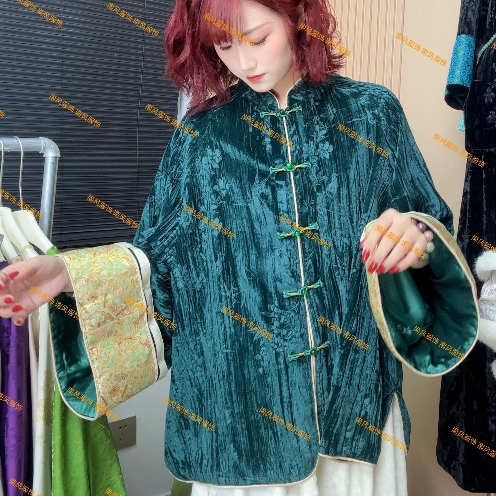 【静水流深】新中式新款宽松禅意复古提花新中式丝绒上衣
