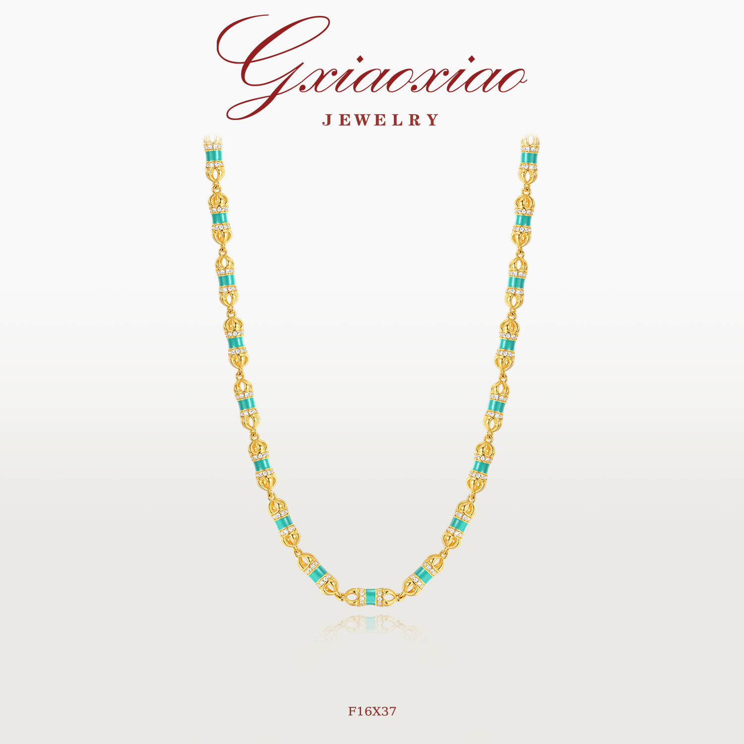 G XIAOXIAO 镀K金 【梵林金刚杵】气质项链 F16X37 F16X38