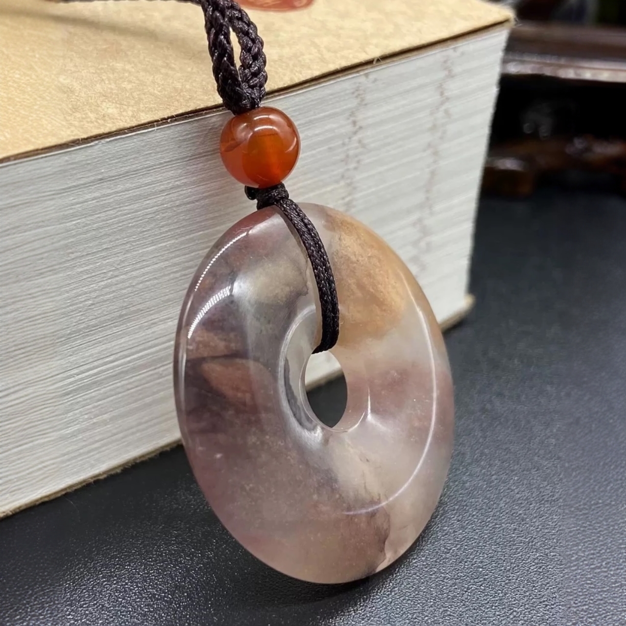 （50mm）新疆金丝玉紫罗兰平安扣吊坠项坠多样性发货情侣款百搭