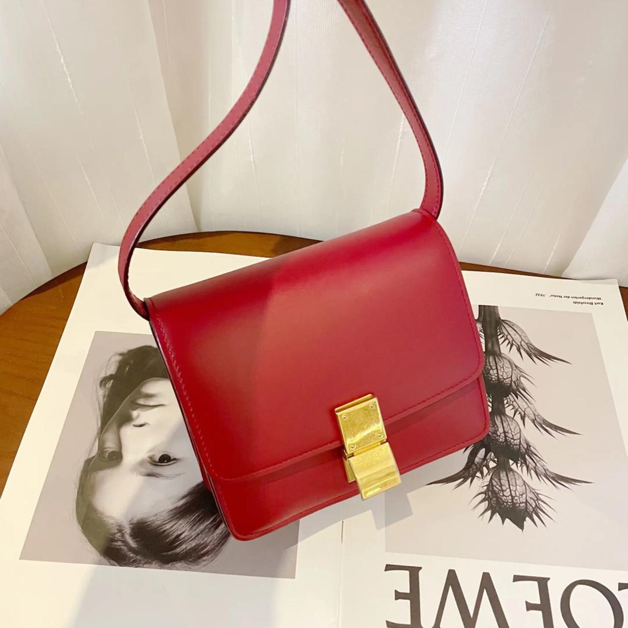 95新 Celine/思琳 大吉中古/Celine瑟琳红金box斜挎包