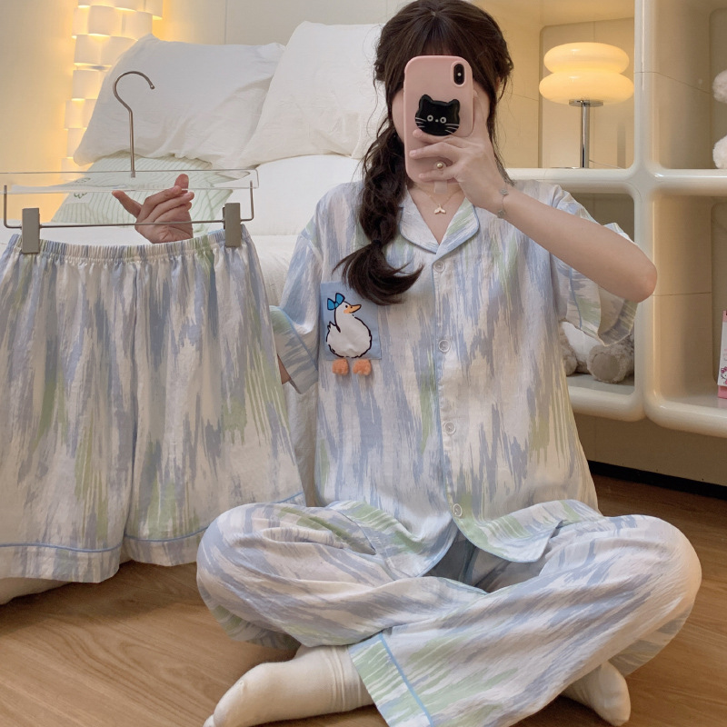 《小豆芽》卡通薄款舒适秋冬季睡衣甜美家居服套装251114