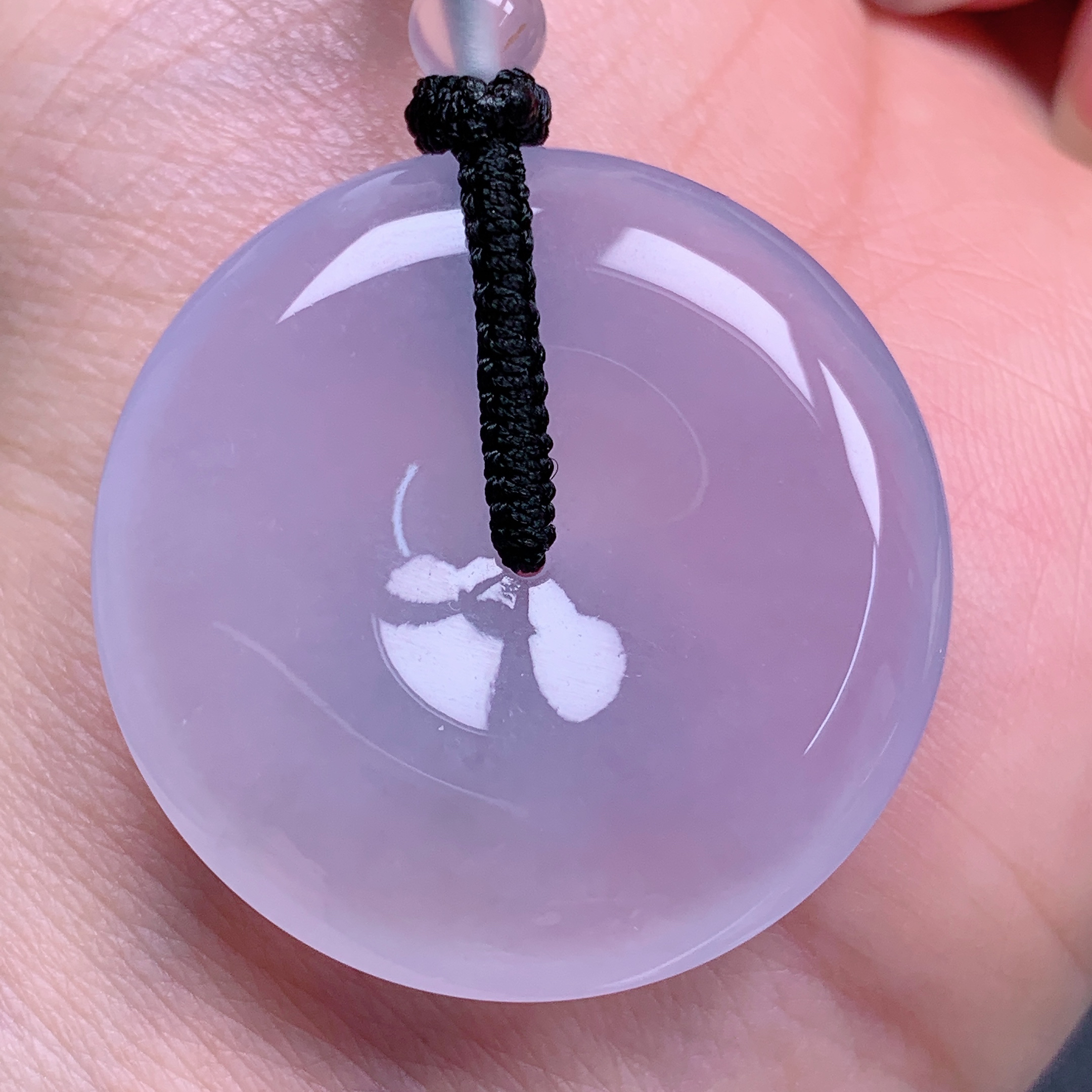 天然缅甸翡翠A货高冰粉紫平安扣气质精美尺寸32.1+6.5 370