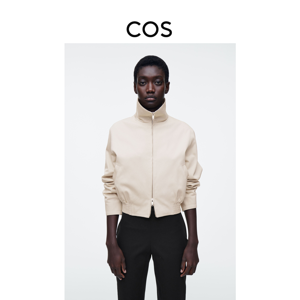 COS女装 标准版型拉链式夹克外套浅米色2025秋季新品1264615001