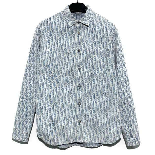99新 DIOR/迪奥 37码 logo满印牛仔衬衫外套 0476