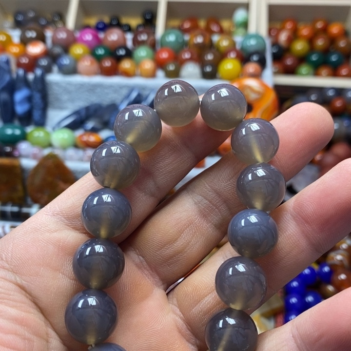 玛瑙/玉髓未镶嵌珠宝半成品13➕灰手串