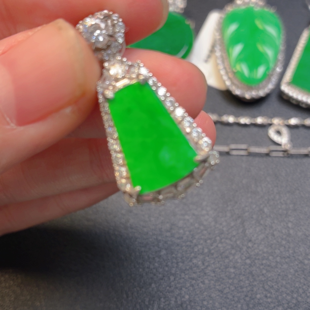 翡翠银S925镶嵌吊坠(不含链)