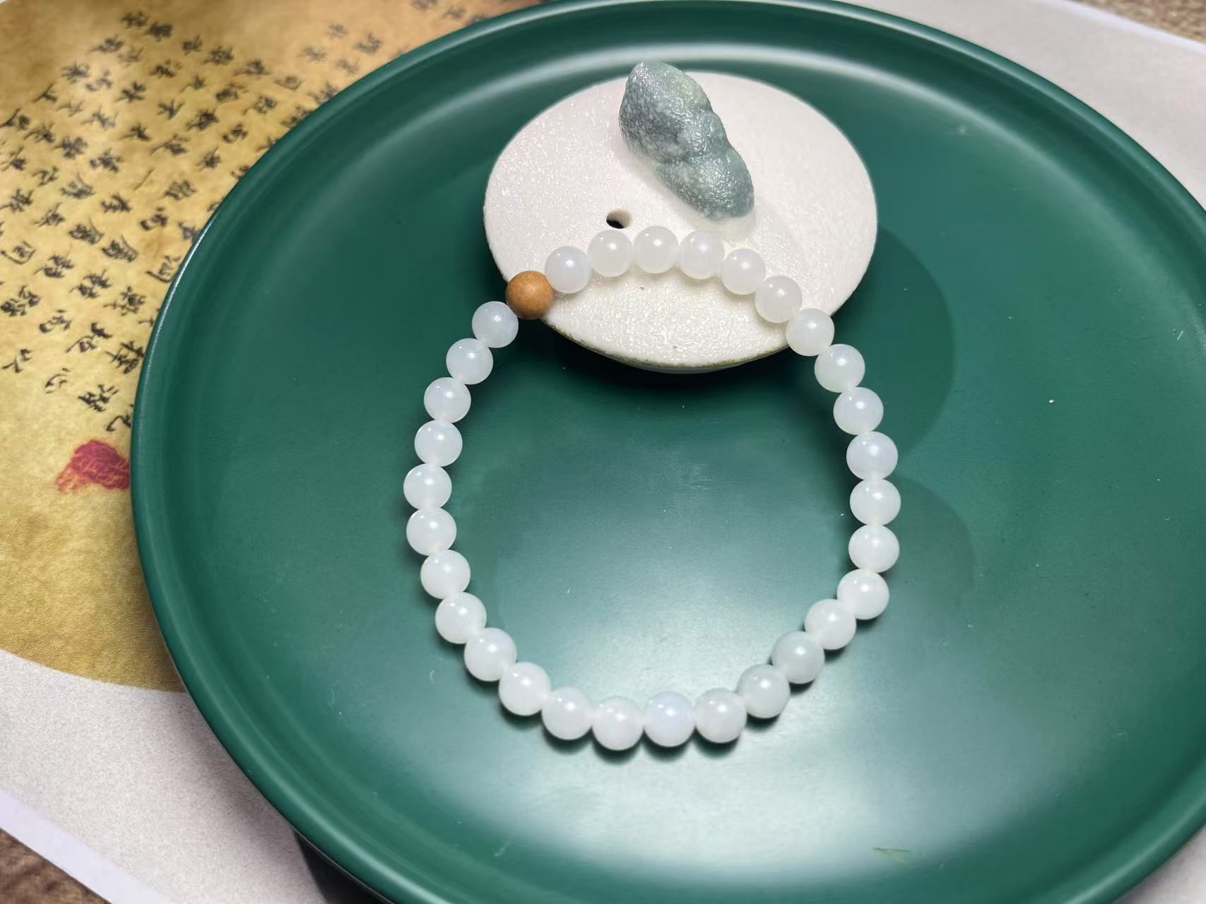 新疆和田玉 于阗老坑冰底卡6-5手串多样性发一件