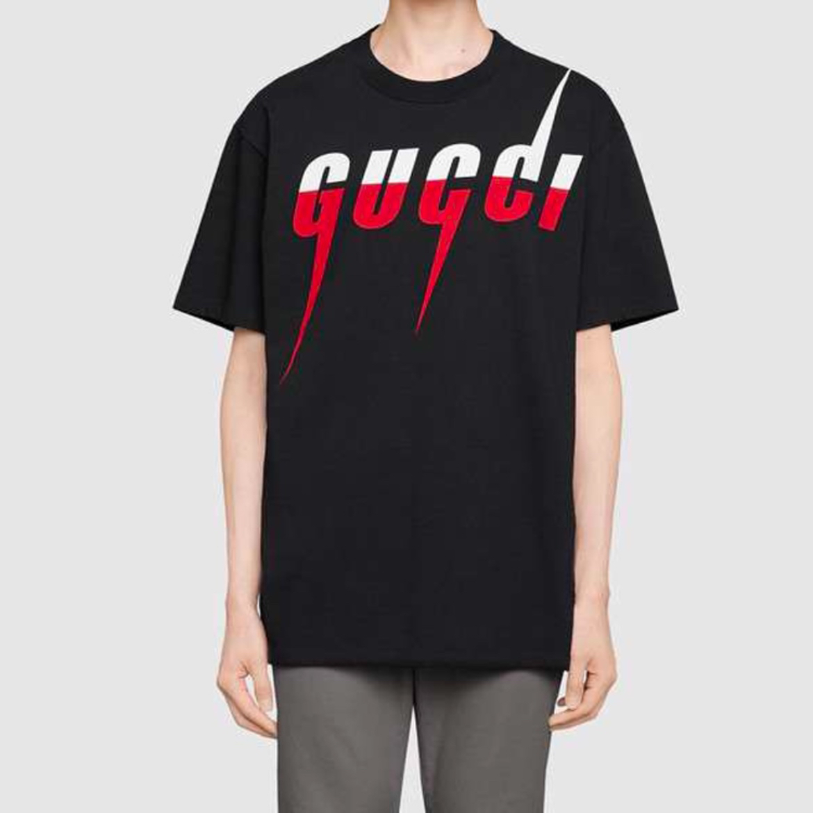 99新 GUCCI/古驰 5560/logo印花圆领刀锋锋刃印花短袖/M码/95新