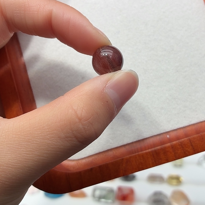 银S925镶嵌珠宝半成品水晶红兔毛单珠