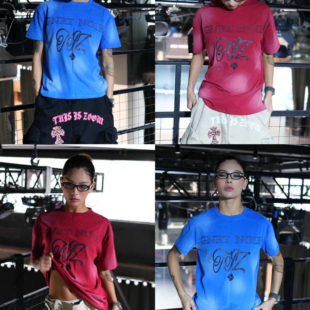 Thisiszoom街头复古做旧水洗宽松短袖男女同款
